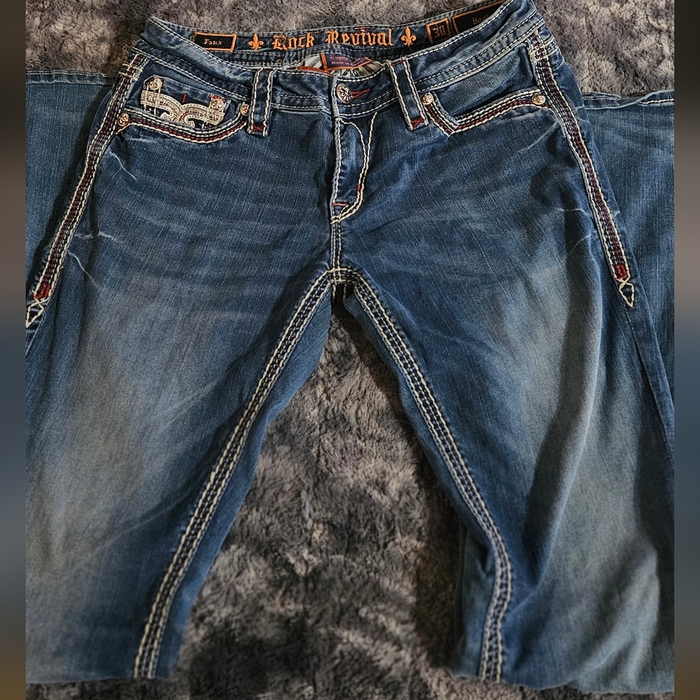 Rock Revival Women's Distressed Blue Boot Cut Jeans